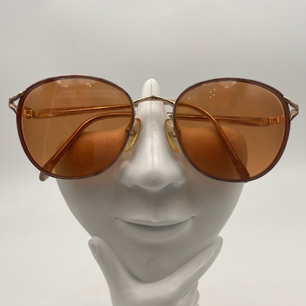 Vintage Linda Brown Purple Gold Oval Sunglasses Frames 16A